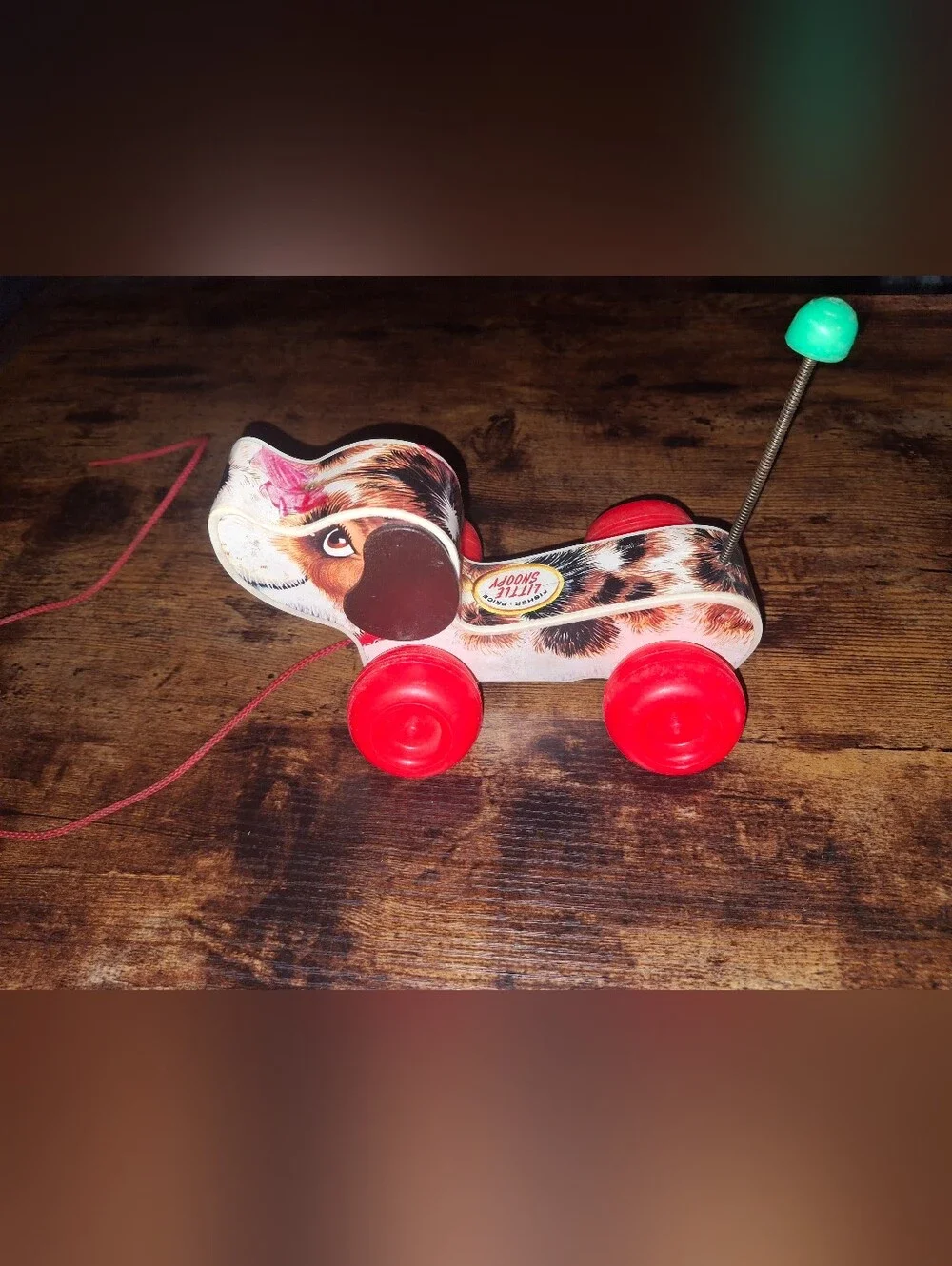 Vintage Fisher Price Little Snoopy Dog Pull Along Toy 1969 #2034 Wood
